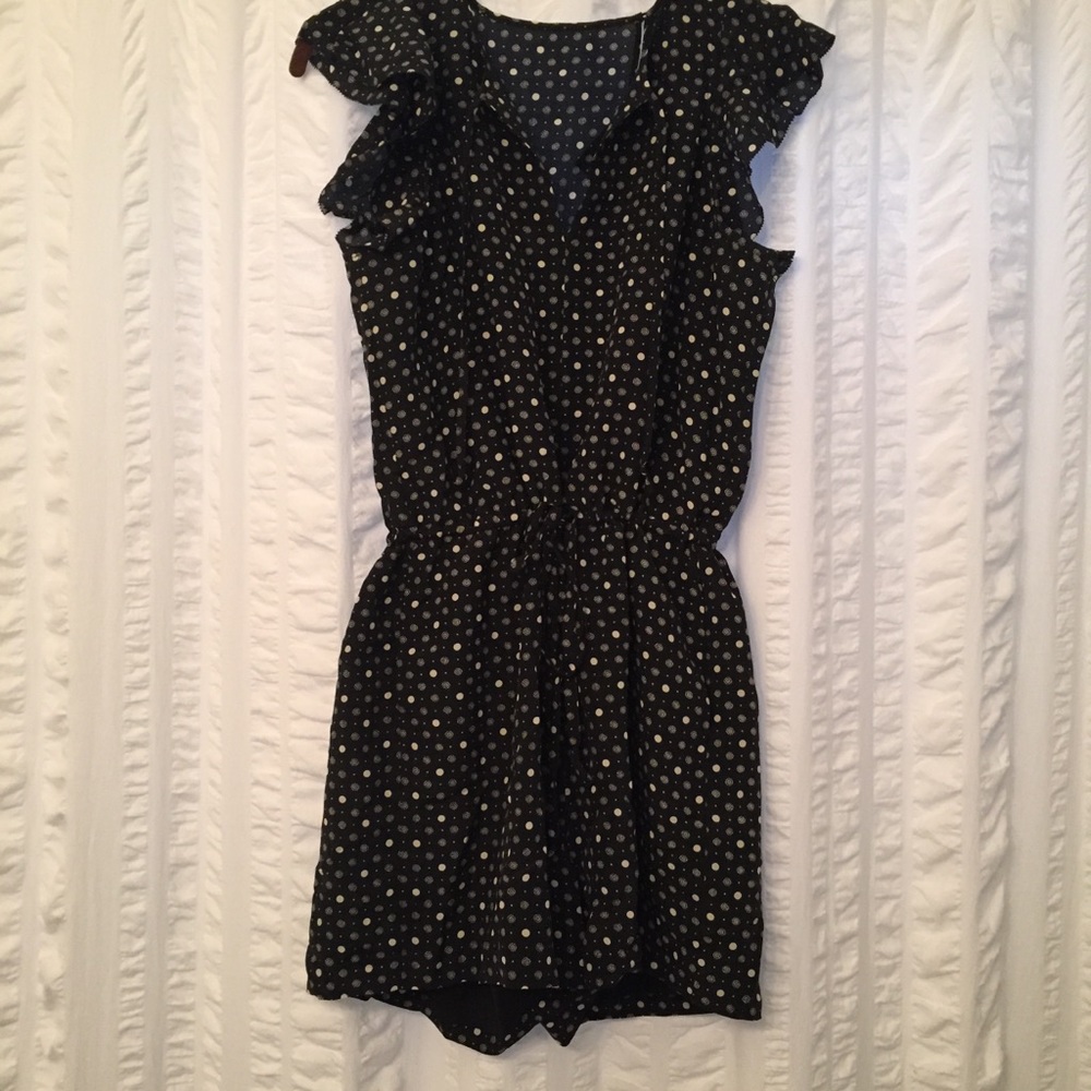Madewell Black and White polka dot romper